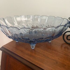Blue Indiana Glass Footed Bowl